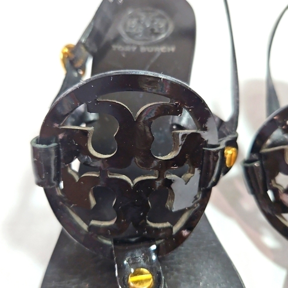 Tory Burch Black Leather Sandals Sz 8 - Picture 3 of 7